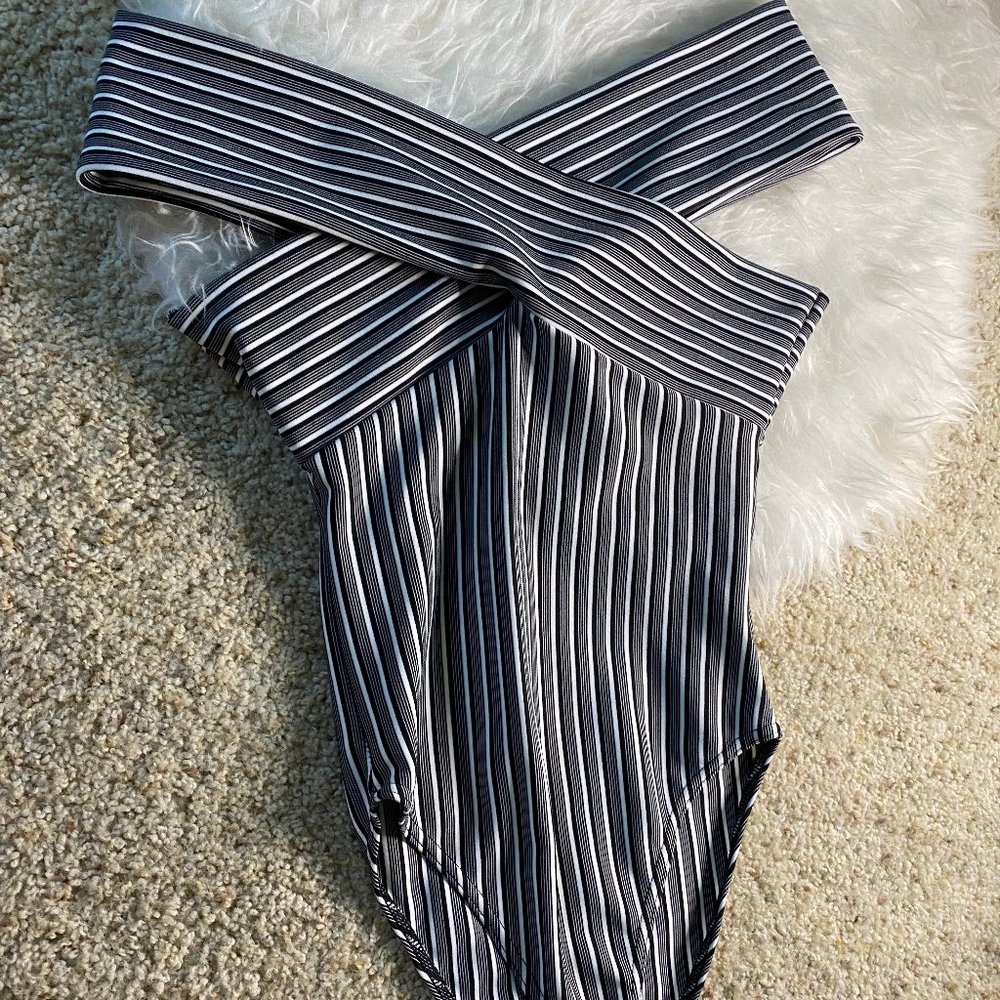 Boohoo Over The Shoulder Stripped Bodysuit